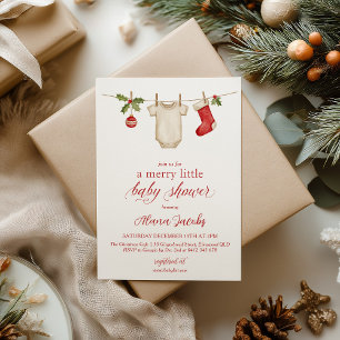 Merry Little Christmas Winter Baby Shower  Invitation