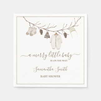 Merry Little Christmas Winter Baby Shower Napkin