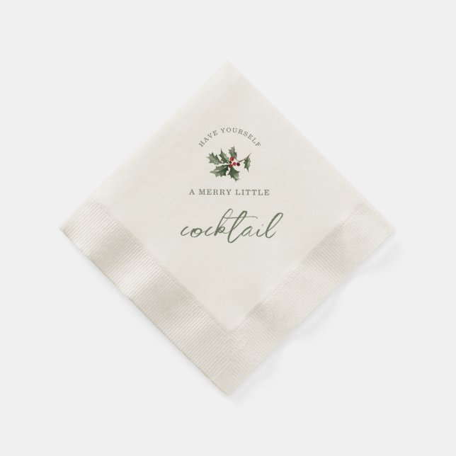 Merry Little Cocktail Christmas Napkins (Corner)