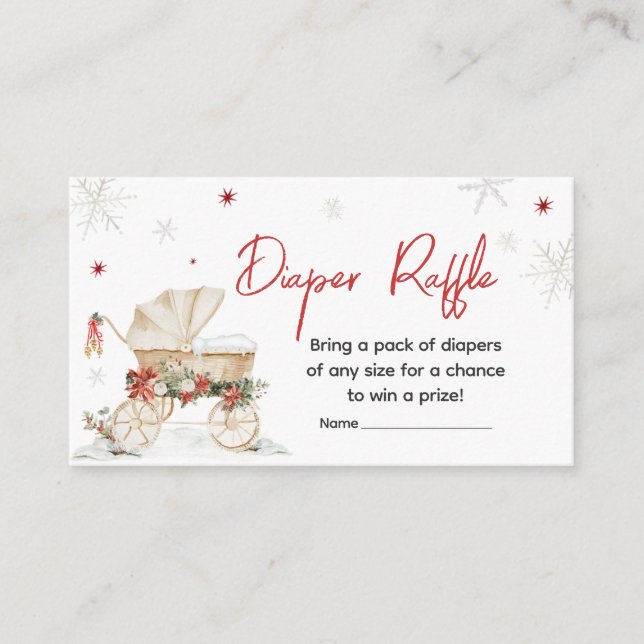 Merry Little Crest Baby Shower Diaper Raffle Enclosure Card (Front)