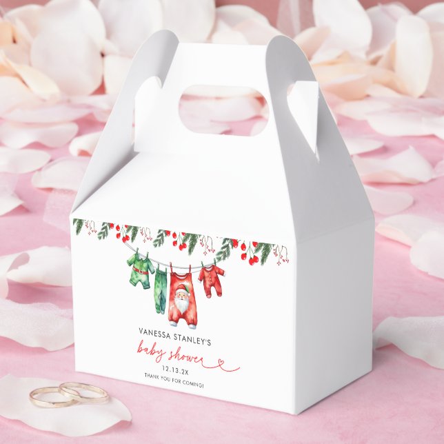 Merry Little Floral Christmas Santa Baby Shower Favor Box (Wedding)
