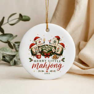 Merry Little Mahjong Tile Christmas Ceramic Ornament