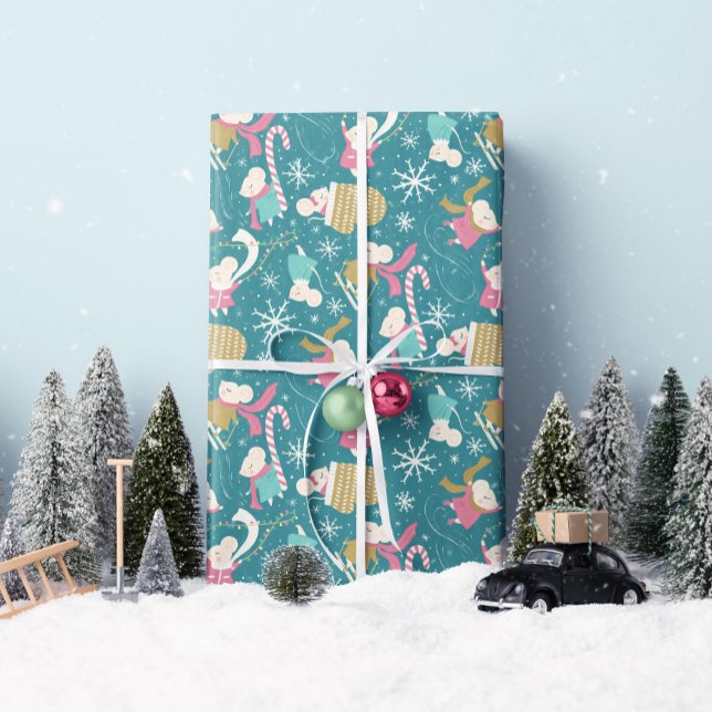 Merry Little Mice- Christmas- Wrapping Paper Roll ("Merry Little Mice" - light blue gift wrap by clearlytangled studio.
)