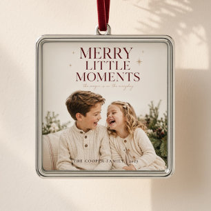 Merry Little Moments Personalized Family Photo Metal Ornament