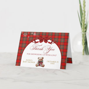 Merry Little Red Bow Christmas Plaid  Card