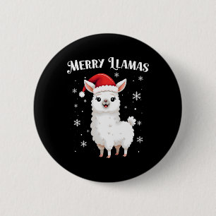 Merry Llamas Funny Christmas Llama Animal Holiday  2 Inch Round Button