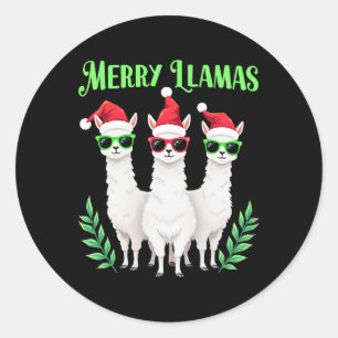 Merry Llamas Funny Christmas Llama Animal Holiday  Classic Round Sticker