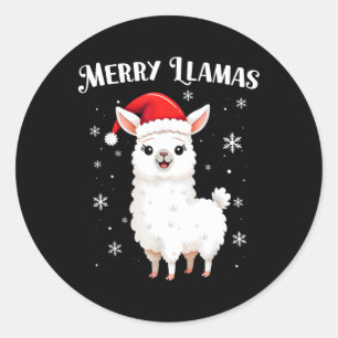Merry Llamas Funny Christmas Llama Animal Holiday  Classic Round Sticker