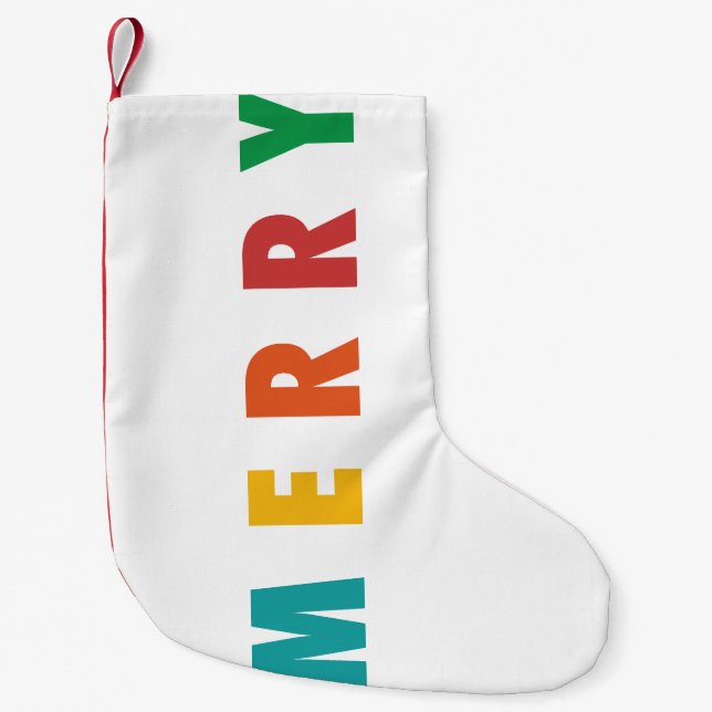 MERRY LOVE JOY | COLORFUL CHRISTMAS SMALL CHRISTMAS STOCKING (Front)
