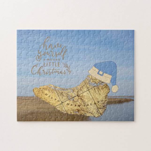 Merry Lowcountry Christmas Hilton Head Island Map Jigsaw Puzzle (Horizontal)