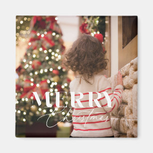Merry Magic Christmas Script & Serif Photo  Magnet