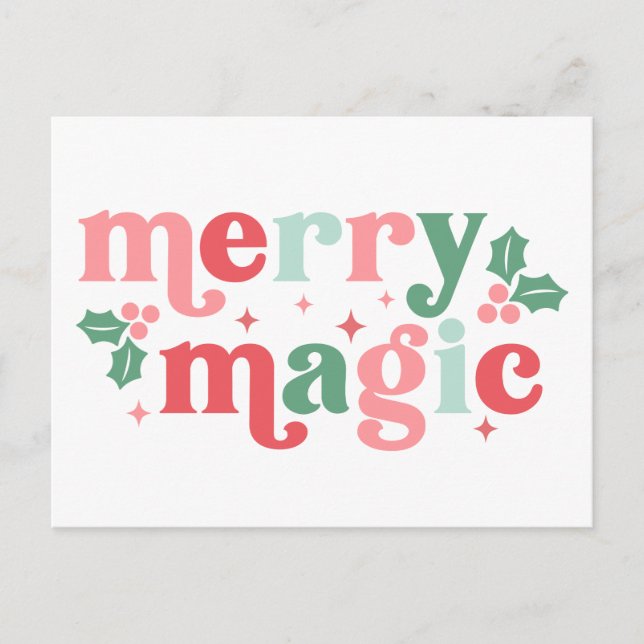 Merry Magic - Colourful Holiday Typography Postcard (Front)