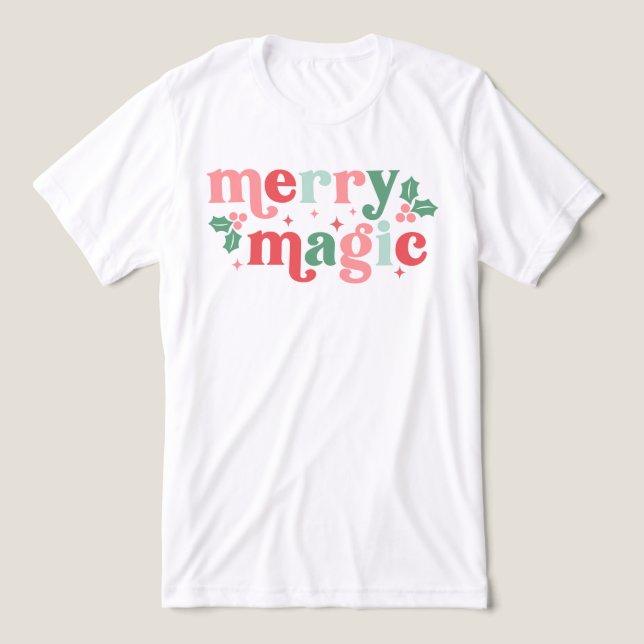 Merry Magic - Colourful Holiday Typography Tri-Blend Shirt (Design Front)