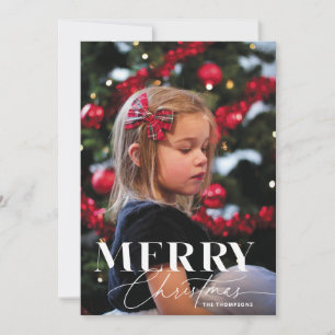 Merry Magic Script Serif Christmas Portrait Photo Holiday Card