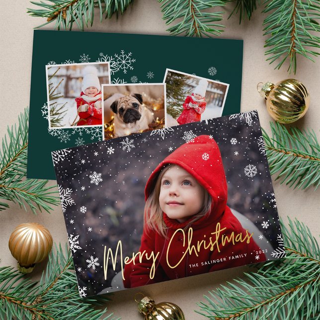 Merry Magic | Snowflake Overlay Photo Christmas Foil Holiday Card (Creator Uploaded)