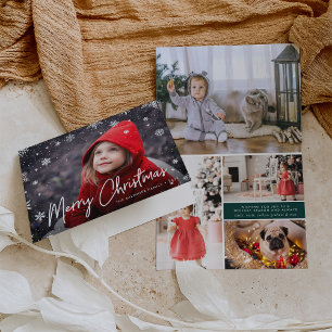 Merry Magic   Snowflake Overlay Photo Christmas Holiday Card