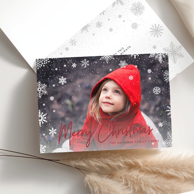 Merry Magic | Snowflake Overlay Photo Christmas Holiday Card (Creator Uploaded)