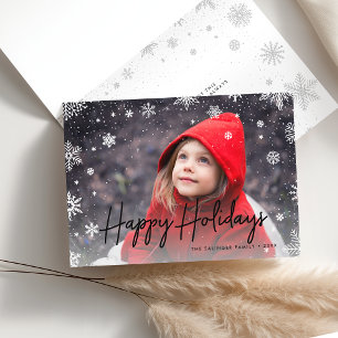 Merry Magic Snowflake Overlay Photo Holiday Card