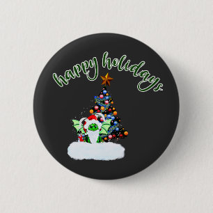 Merry & Magical Christmas Cheer with a Dragon Twi 2 Inch Round Button