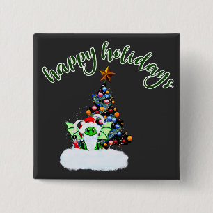 Merry & Magical Christmas Cheer with a Dragon Twi 2 Inch Square Button