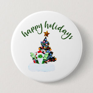 Merry & Magical Christmas Cheer with a Dragon Twi 3 Inch Round Button
