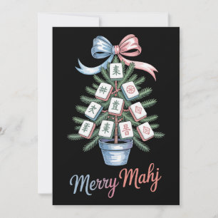 Merry Mahj Christmas Mahjong Tiles Xmas Tree Bow Invitation