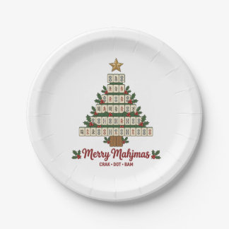 Merry Mahjmas Mahjong Christmas Crak Dot Bam Tiles Paper Plate