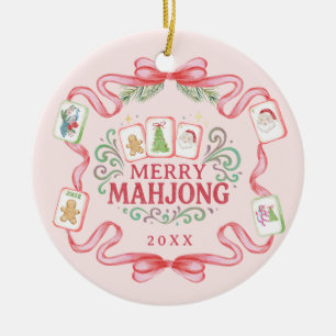 Merry Mahjong Christmas Ceramic Ornament
