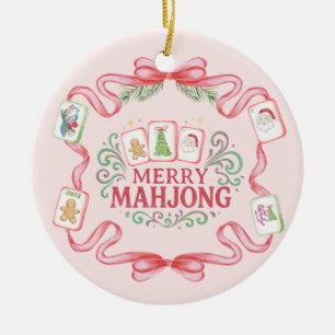 Merry Mahjong Christmas Ceramic Ornament