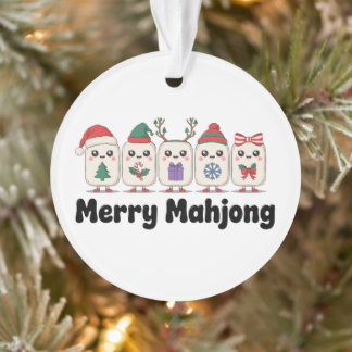 Merry Mahjong Christmas Tiles Santa Hat Antlers Ornament