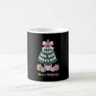 Merry Mahjong Christmas Tree Tiles Gifts Pink Bow Coffee Mug