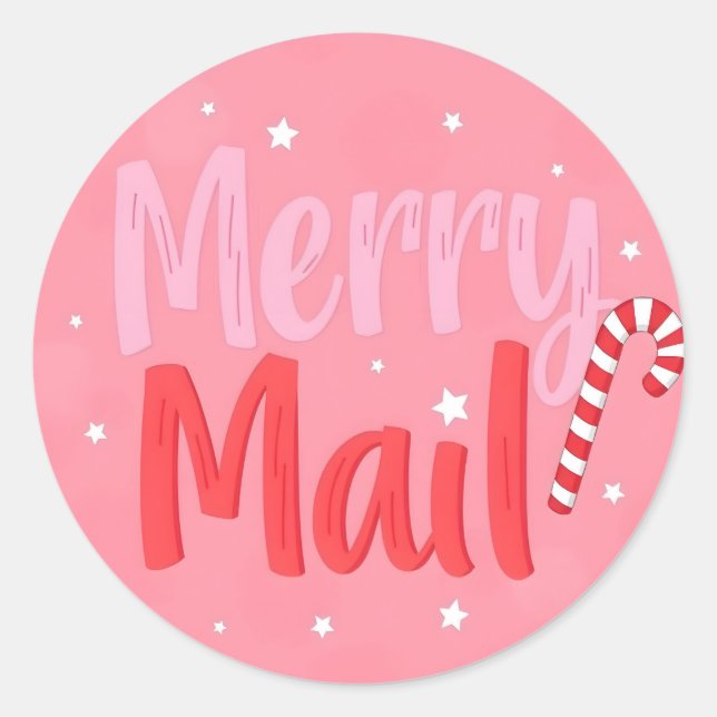 Merry Mail Classic Round Sticker (Front)
