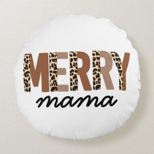 "Merry Mama" Modern Colour Block Leopard Boho Round Pillow
