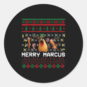 Merry Marcus Ugly Christmas Sweater Funny The Worm Classic Round Sticker