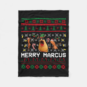 Merry Marcus Ugly Christmas Sweater Funny The Worm Fleece Blanket