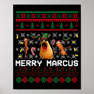 Merry Marcus Ugly Christmas Sweater Funny The Worm Poster