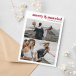 Merry & Married Christmas Newlyweds Photo Collage Postcard<br><div class="desc">Merry & Married: Share Your Love with Minimalist Christmas Postcards Celebrate the season of love and togetherness with our 'Merry & Married' Minimalist Christmas Postcards. Designed to capture the essence of your first Christmas as a married couple, these postcards showcase not one, but three cherished photos of the newlyweds. With...</div>