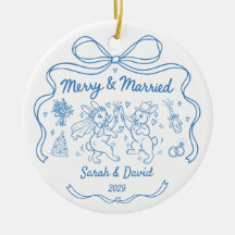 Merry & Married Custom Newlywed Bunny Couple