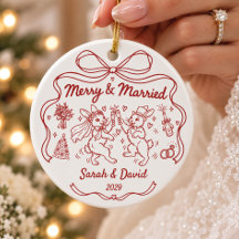 Merry & Married Custom Newlywed Bunny Couple