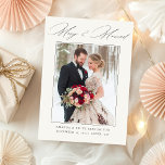 Merry & Married Elegant Calligraphy Photo Wedding Holiday Card<br><div class="desc">Share your joy this season with the Merry & Married Elegant Calligraphy Custom Wedding Photo Holiday Card! Featuring a favourite wedding photo and graceful calligraphy, this card is the perfect way to celebrate your first holiday together as newlyweds. With its sophisticated design and heartfelt holiday wishes, it’s a beautiful keepsake...</div>