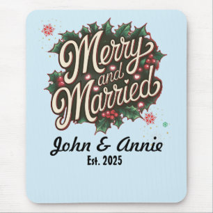 Merry Married  Festive Holiday Design for Couples Mouse Pad