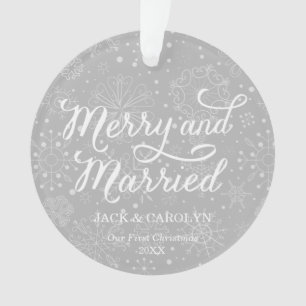 Merry & Married First Christmas Photo Ornament