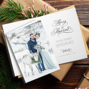 Merry & Married Newly Weds First Christmas Photo Holiday Card