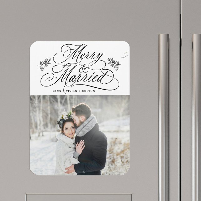 Merry & Married Newly Weds First Christmas Photo Magnet (Creator Uploaded)