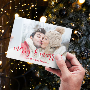 merry&married, newlyweds photo holiday note card