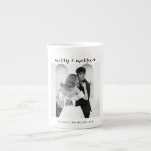 Merry & Married - Personalized Newlywed Christmas  Bone China Mug
