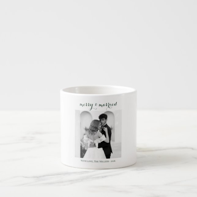 Merry & Married - Personalized Newlywed Christmas  Espresso Cup (Front)