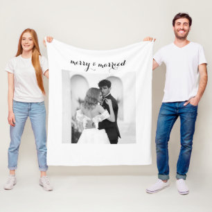 Merry & Married - Personalized Newlywed Christmas Fleece Blanket