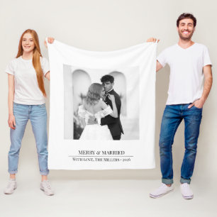 Merry & Married - Personalized Newlywed Christmas Fleece Blanket