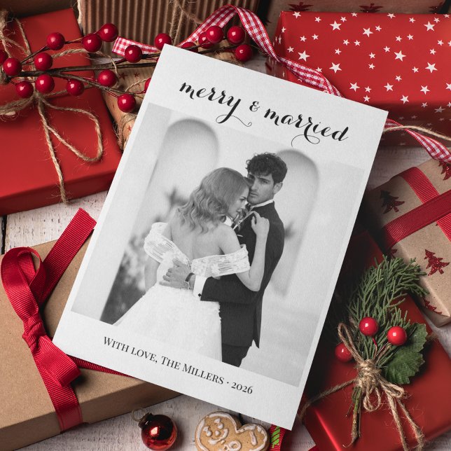 Merry & Married - Personalized Newlywed Christmas  Holiday Card (Creator Uploaded)
